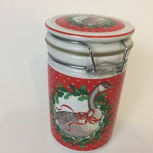 1985 George Good Fabrizio Ceramic Canister Kitchen Red Goose Cottagecore Japan
